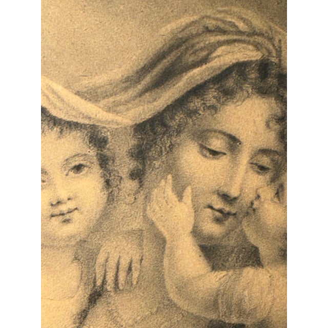 This beautiful drawing of a mother holding two small children is signed and dated along the lower left edge "Aline...