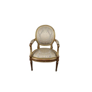 Vintage Louis XVI Style French Gilt Chair For Sale