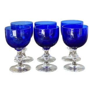 Vintage Cobalt Blue Stemware - Set of 6 For Sale