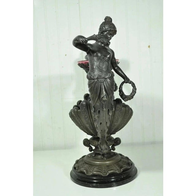 Antique Victorian Spelter & Marble Figural Mermaid Centerpiece Bowl Vase Epergne For Sale In Philadelphia - Image 6 of 12