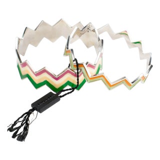 Missoni Set of Silvered Zig-Zag Bangle Bracelet with Multicolor Enamel For Sale