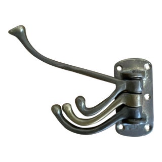 Vintage Triple Pronged Articulating Wall Hook in Brass For Sale