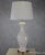 Mid-Century Modern 1950s Spanish White Ceramic Lamp With Gold Base For Sale - Image 3 of 10