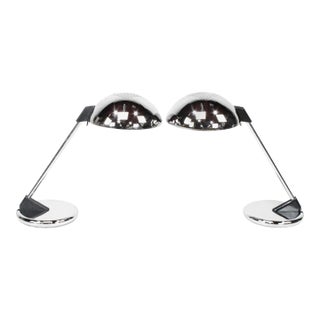 Chrome Cantilever Seneca Desk Lamps With Domed Shade, Circa 1960s - A Pair For Sale