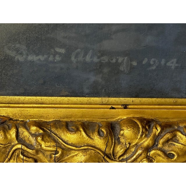 1910s Oil Portrait of a Girl in Red & White Dress Reading Story, Circa 1914 — Signed by David Alison r.s.a. (Scottish, 1882–1955) Gilt Framed For Sale - Image 5 of 18