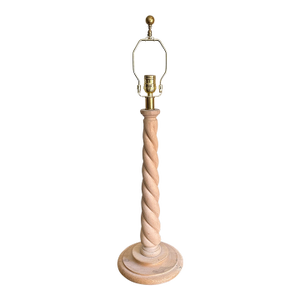 Vintage Raw Light Wood Barley Twist Rope Tall Buffet Lamp