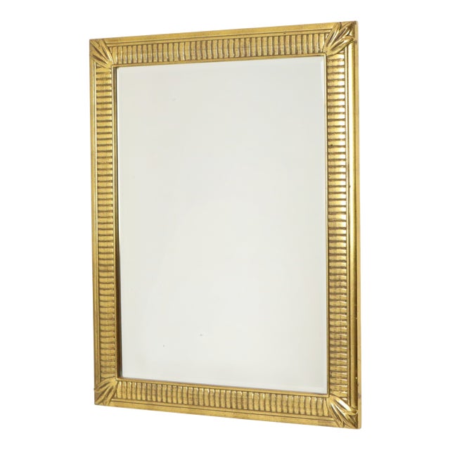 Hollywood Regency Bevelled Gold Mirror from Deknudt, 1970s For Sale