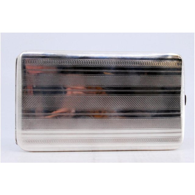 Silver Cigarette Case with Guilloche Bands For Sale - Image 6 of 9