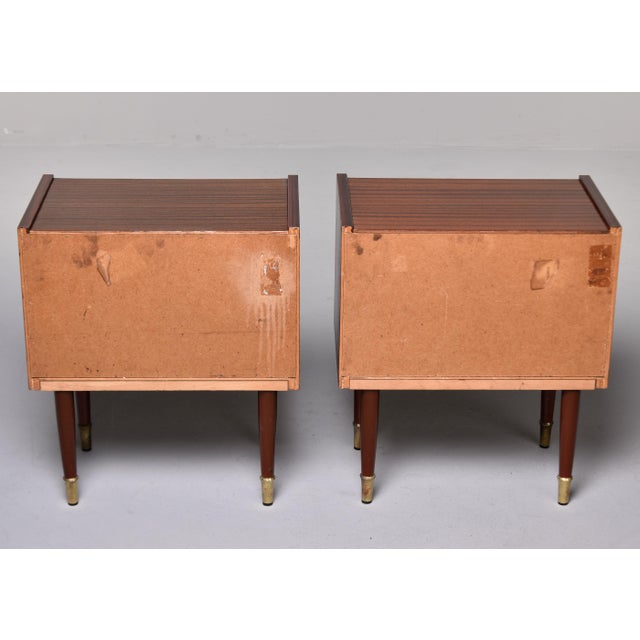 Mid-Century Walnut Nightstands With Brass Inlay -Pair For Sale - Image 10 of 11