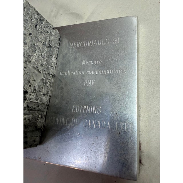 Vintage 91' Chrome Metal Brutalist Statue Sculpture Presentation Award Silver For Sale - Image 4 of 11