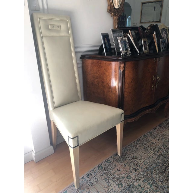 Modern Italian Pair High Back Accent Chairs For Sale - Image 3 of 8