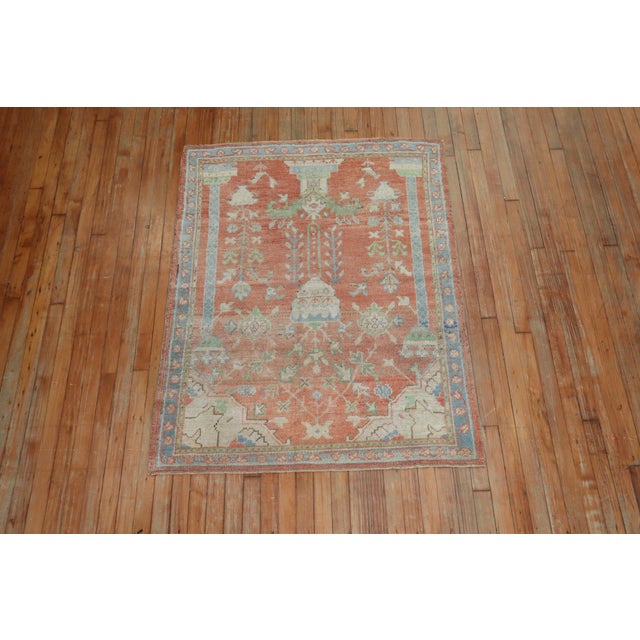 Early 20th Century Antique Zabihi Collection Turkish Oushak Prayer Rug - 3'8" x 4'11" For Sale - Image 5 of 11
