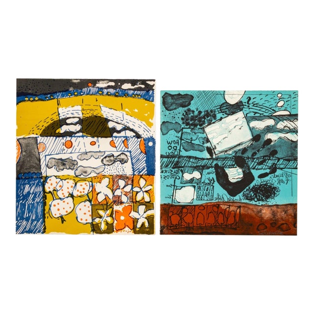 Elfi Schuselka Abstract Landscape Lithographs, 2 For Sale