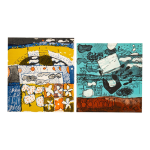Elfi Schuselka Abstract Landscape Lithographs, 2