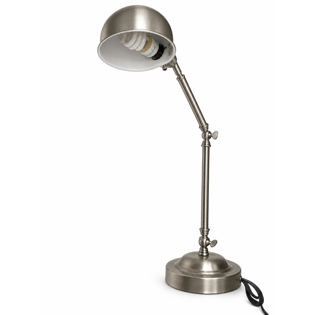 Contemporary Contemporary Adjustable Industrial-Style Brushed Metal Task Lamp For Sale - Image 3 of 9