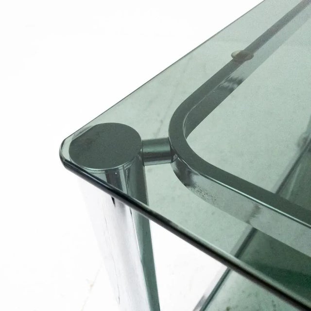 Rectangular Coffee Table in Chromed Steel and Smoked Glass by Arredamenti Allegri Parma, 1960s For Sale - Image 10 of 13