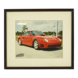 Framed Red 959 Porsche Photograph