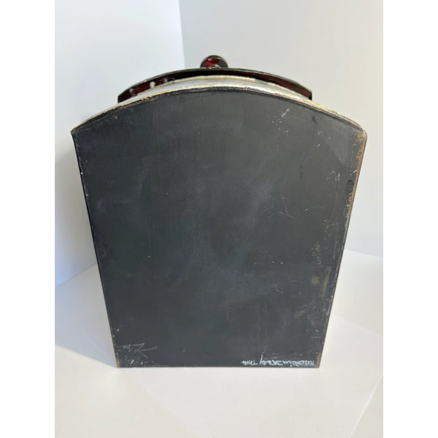 Black Vintage Breadbox Tin Toleware Abstract Design One-Of-A-Kind Shape For Sale - Image 8 of 12