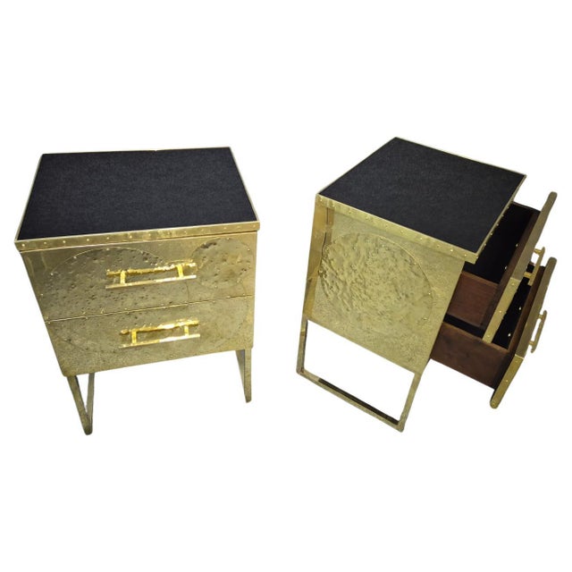 Hand-Rhine Brass Nightstands from Justfurnituress SRL, Set of 2 For Sale - Image 9 of 9