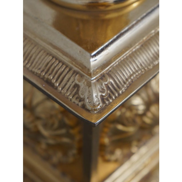 Metal 1950s Pair of French Empire Candelabra Lamps W. Prisms For Sale - Image 7 of 14