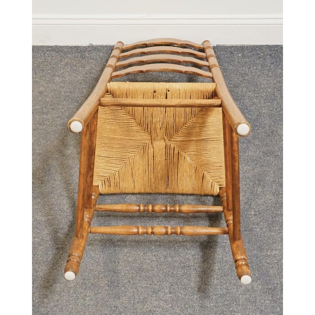High End Vintage Solid Hard Rock Maple Colonial Early American Ladder Back Dining Side Chair W. Rush Seat For Sale - Image 10 of 10