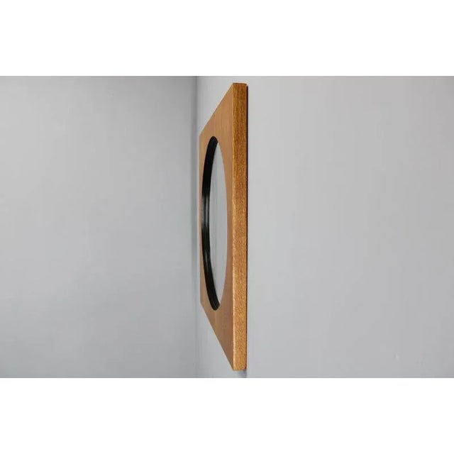 Large Oak Square Mirror, Former Czechoslovakia, 1970s For Sale - Image 3 of 12