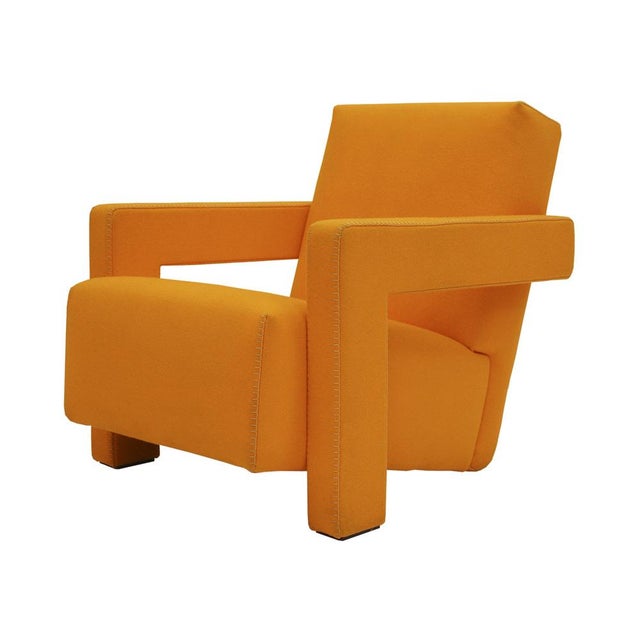 Pair of utrecht armchairs designed by gerrit thomas rietveld in 1935, an iconic example of early modern dutch design....