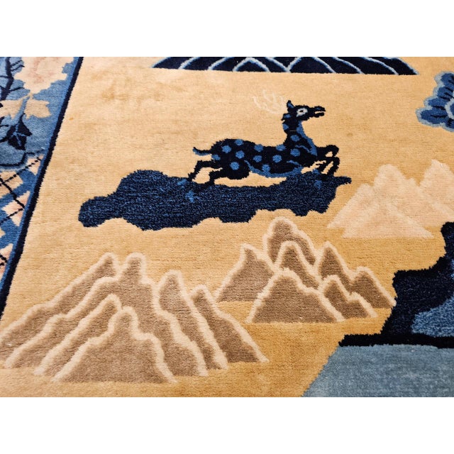 Vintage Chinese Art Deco Pictorial Rug, Hand-Knotted Wool, Early 1900s, 5' x 7' For Sale - Image 12 of 15