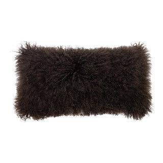 Modern Mongolian Lamb Fur Single Side Pillow in Light Brown For Sale