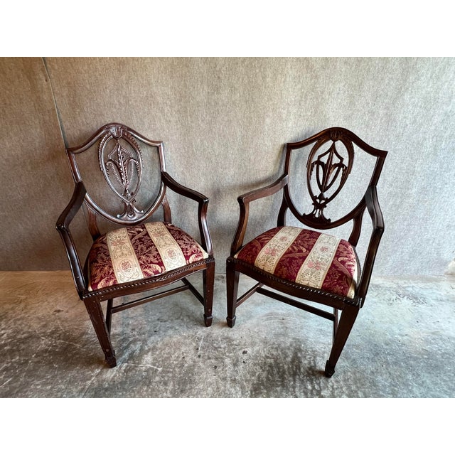 Set of 8 Late 20th Century Carved Mahogany Hepplewhite Chairs in Need of Restoration For Sale - Image 12 of 12