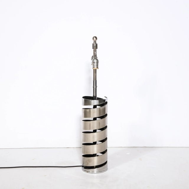 Late 20th Century Modernist Torqued Spiral Form Table Lamp in Satin Nickel For Sale - Image 11 of 13