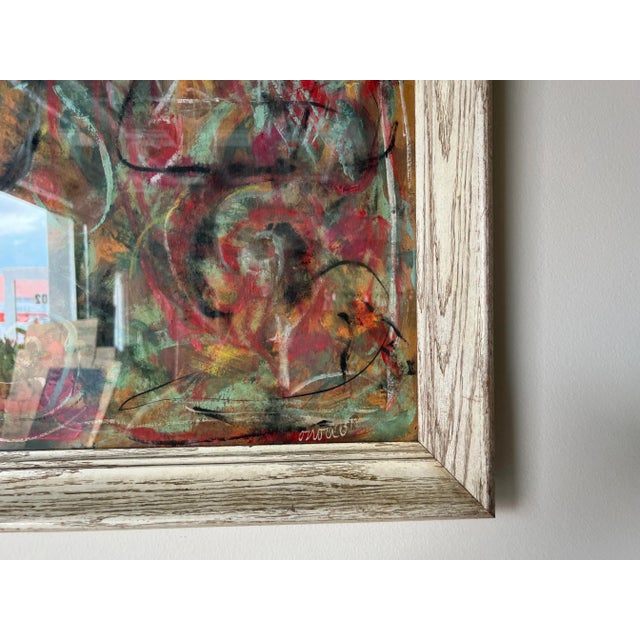 70's Vintage Onorio Expressionist Abstract Painting, Signed For Sale - Image 10 of 12
