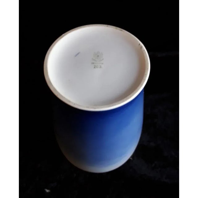 1960s Vintage Danish Porcelain Vase with Blue Floral Decor from Bing & Grondal, 1960s For Sale - Image 5 of 6