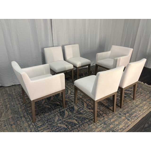 Mid-Century Modern Rh Restoration Hardware – Morgan Fabric Dining Chair Set (6 Pieces) For Sale - Image 3 of 18