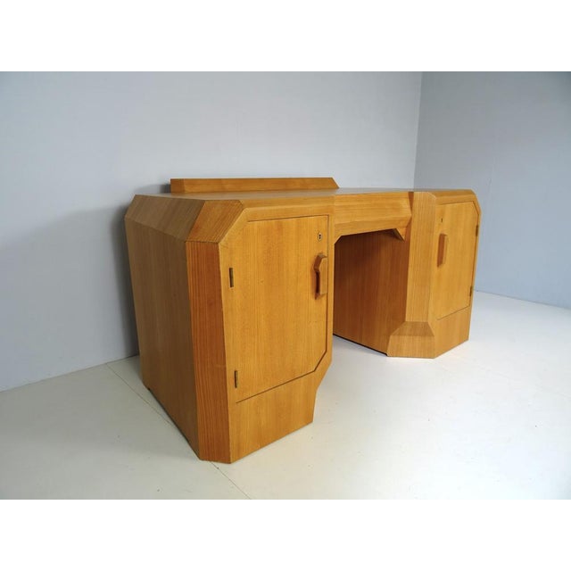 Anthroposophical Desk with Armrest Chair attributed to Felix Kayser, Set of 2 For Sale - Image 5 of 18