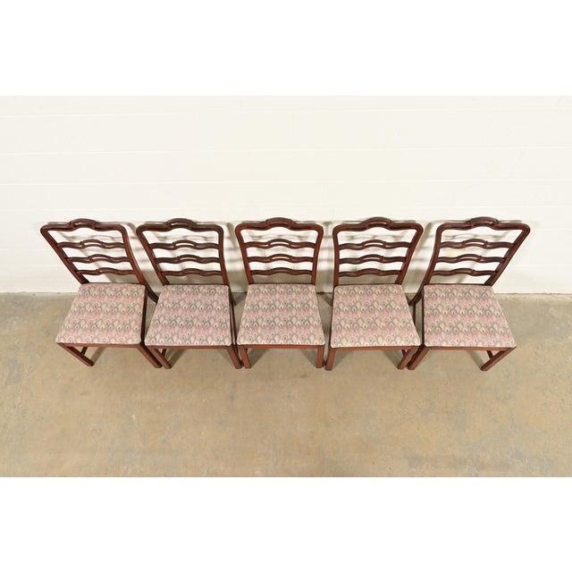 Late 20th Century Baker Furniture Style Georgian Carved Mahogany Dining Chairs, Set of Five For Sale - Image 5 of 12