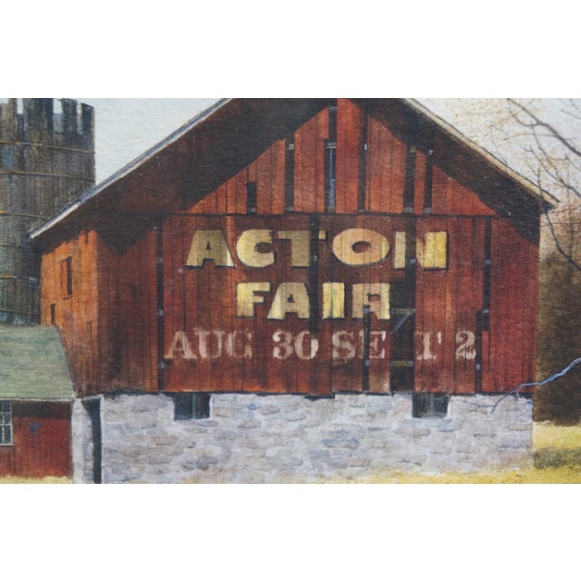 Goldenrod Thomas Puschock November Afternoon Action Fair Barn Watercolor Painting 23" For Sale - Image 8 of 12