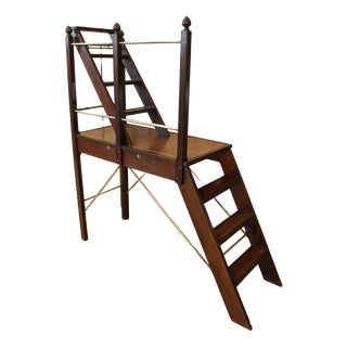 2-Tiered Library Stepladder, 1890s For Sale