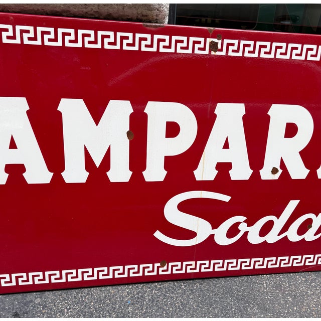 Metal Campari Soda Sign in Enameled Metal, 1960s For Sale - Image 7 of 9