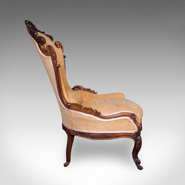 Mid 19th Century Antique Colonel's Salon Chair & Stool, English, Parlour Seat, Early Victorian For Sale - Image 5 of 12