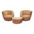 Abstract Pair of Vladimir Kagan Swivel Chairs With Crescent Ottoman in Blush Microsuede For Sale - Image 3 of 8