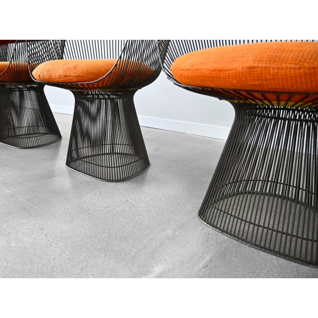 Metal Vintage Warren Platner Bronze Dining Chairs for Knoll International - Set of Four For Sale - Image 7 of 17