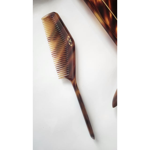 Art Deco Pyralin “La Belle” Tortoiseshell Vanity Dressing Set, Circa 1930s, Usa For Sale In New York - Image 6 of 17