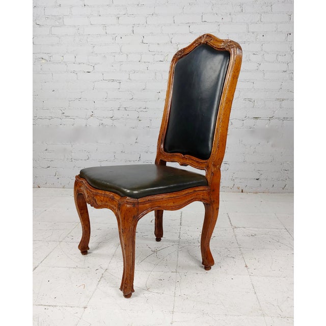 18th c. French Provincial Walnut & Leather upholstered Desk Chair Louis XV Leather upholstered & walnut chair circa...