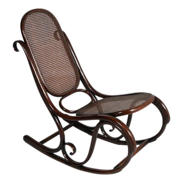 Art Nouveau Beech and Woven Rocking Chair by Jacob & Josef Kohn, 1910s For Sale
