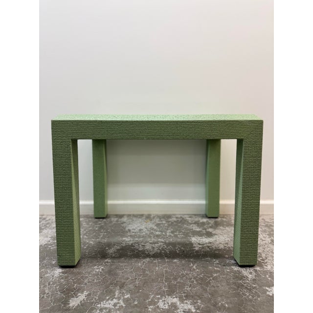 Late 20th Century Faux Shagreen Green Side Table With Glass Inset Top For Sale - Image 11 of 11