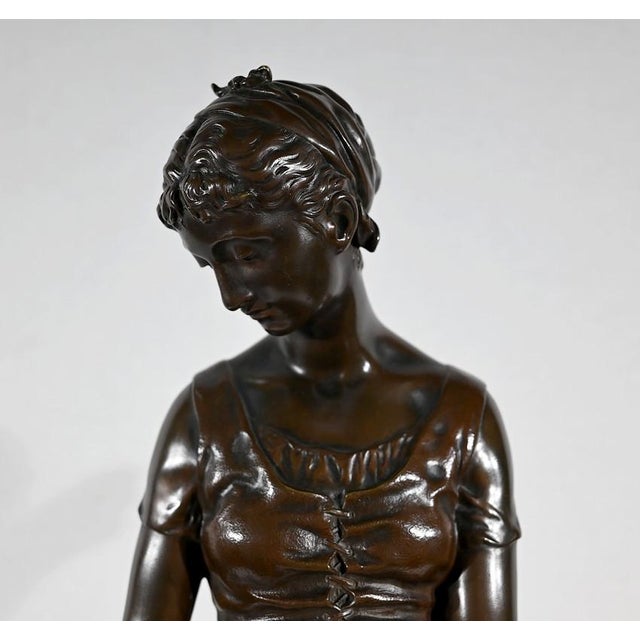 Truffot, Young Woman with Dog, Late 19th Century, Bronze For Sale - Image 9 of 18