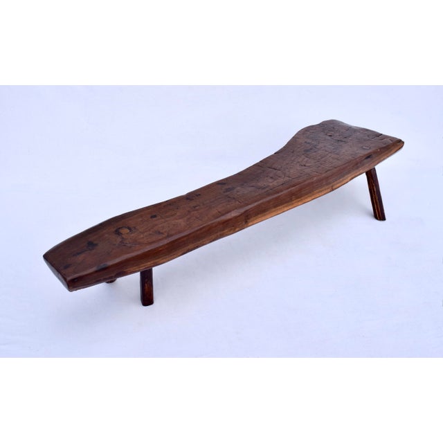 Primitive Antique Pig Bench, Single Slab Black Walnut, 19th Century For Sale In Philadelphia - Image 6 of 15