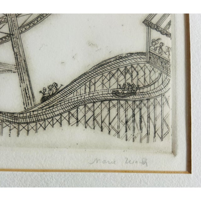 Vintage Etching of Ferris Wheel “ Over the Rainbow “ by Marie Welsh For Sale - Image 4 of 10