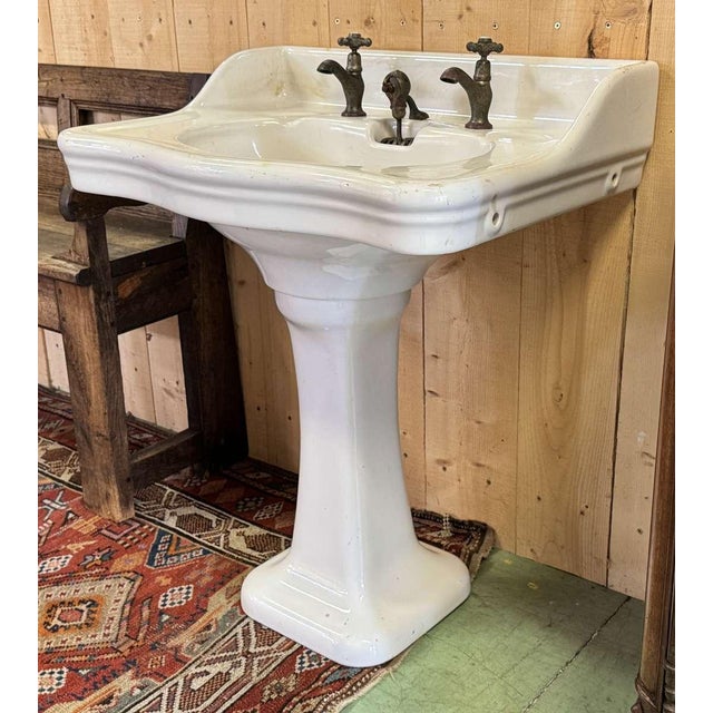 Pedestal Sink in Earthenware For Sale - Image 9 of 11